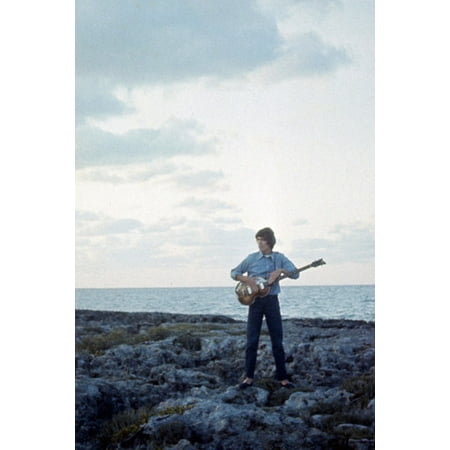 George Harrison in Help! iconic image playing guitar on Bahamas beach The Beatles movie 24x36 (Best Beaches In Bahamas)