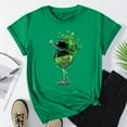 thumbnail image 2 of JURANMO St. Patricks Day Shirts for Women Casual Crew Neck Short Sleeved T Shirts Novelty Wine Glass Printed Fashion Tops Vacation Outfits Green M Todays Sales, 2 of 6