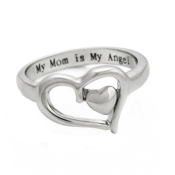 TopLLC Rings Women's Rings Heart Lettering My Mom Is My Angel Jewelry Alloy Ring