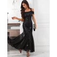 thumbnail image 3 of Black Off-Shoulder Sequin Mermaid Evening Gown For Formal Party Prom, 3 of 6