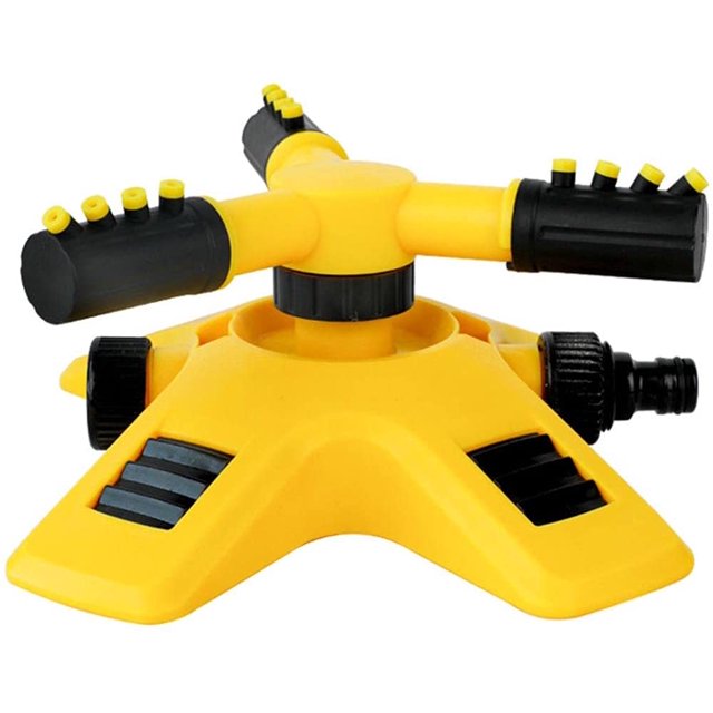 Aspersor de jardín, boquilla de riego ajustable, aspersor de césped automático giratorio de 360°, aspersor de riego automático de jardín para campo de verduras de jardín de césped (amarillo) Ormromra ZSY-1196