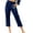 Dark Blue, variant on fartey Womens Cotton Linen Capri Pants 2024 Paperbag Waist Zipper Button Pockets Pants Roomy Dandelion Graphic Elastic High Waist Trousers