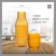 thumbnail image 5 of Elle decor Ribbed Bedside Water Carafe with Tumbler Set, Ribbed Glass Pitcher and Matching Drinking Glass Doubles as Lid, 39-Ounce, Amber, 5 of 6