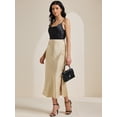thumbnail image 2 of DARING DIVA Women's Satin High Waist Elastic Waist Split A Line Midi Skirts S Champagne, 2 of 6