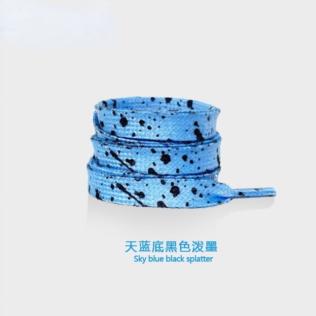 Shoelaces for Sneaker Flat Gilding Printing Ink Splatter Shoelace Colorful Splash Ink Hand-painted Basketball Shoe Laces for AF1 sky blue black 100cm