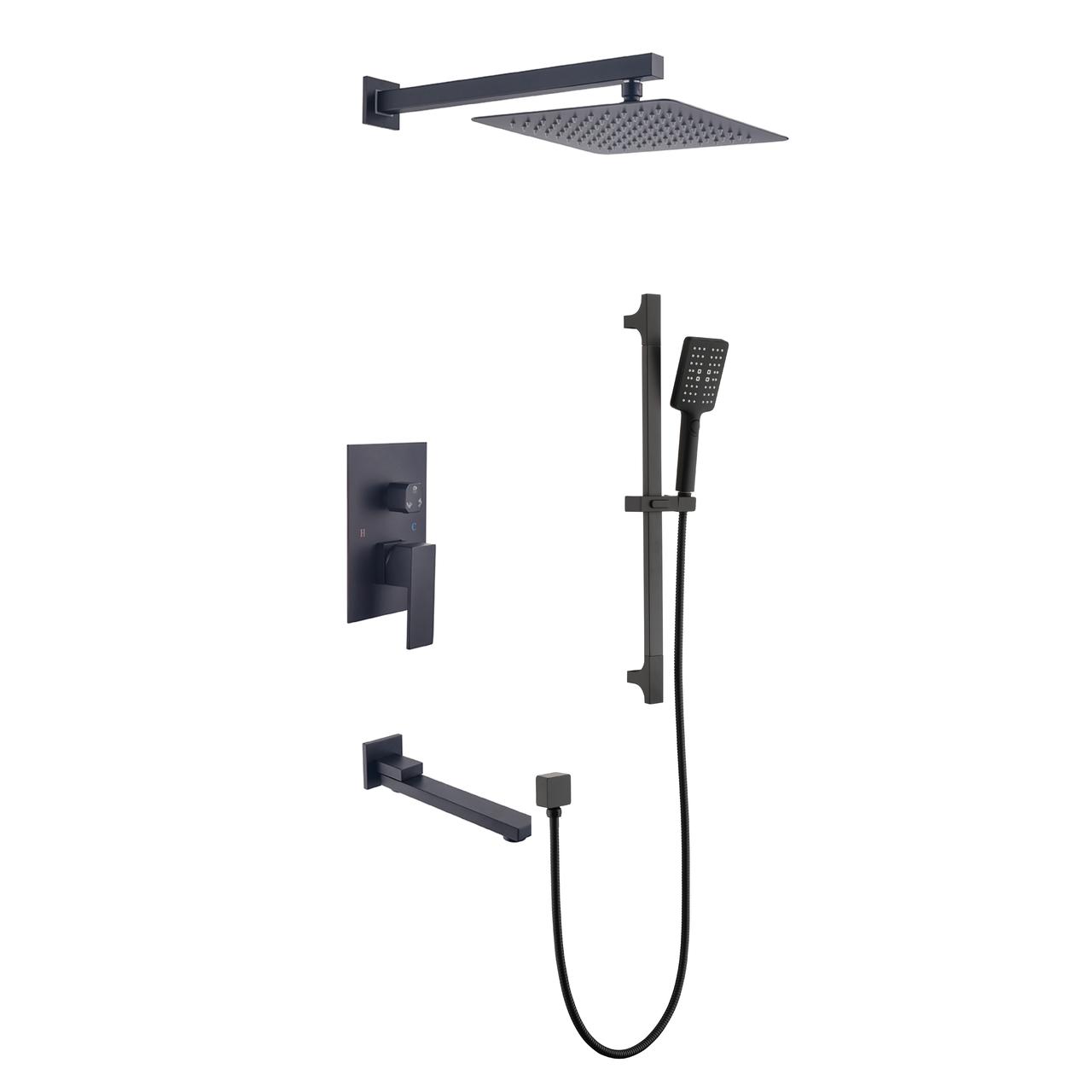 LANTRO JS Shower System 10 Inch Square Bathroom Luxury Rain Mixer
