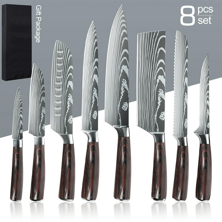 DFITO 9-Piece Kitchen Knife Set, Stainless Steel Professional