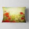 thumbnail image 2 of Designart Grunge Background with Red Poppies - Floral Throw Pillow - 12x20, 2 of 5