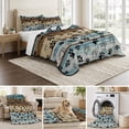 thumbnail image 6 of Twin XL Quilt Set 68''x98'', Cute Dog Claws Lightweight Bedspread Coverlet Set with 2 Pillow Shams, Farmhouse Blue Wooden Puppy Pawprints Breathable All Season Quilt Bedding for Dorm/Guest Room, 6 of 9