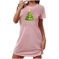 thumbnail image 4 of Sakmal Christmas House Dress for Women Pink Oversized Soft Comfy House Dress Short Crew Neck Short Sleeve Christmas Trees Print Nightgowns S-2XL, 4 of 5
