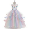 SHIYAO 1 PCS Girls Unicorn Puffy Dress Rainbow Fancy Cute Princess Costume Tulle Party Dresses(White-140CM)