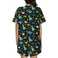 thumbnail image 3 of Naloa Dinosaur Women's Short-Sleeved Pajama Set, Loungewear, Summer pajamas, Breathable Cozy - Small, 3 of 9