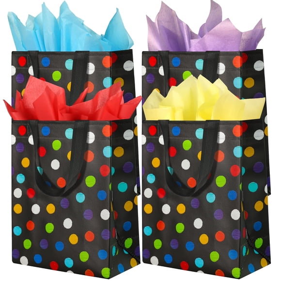 Bolsas de regalo reutilizables BLEWINDZ negras medianas con pañuelos x16