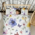 thumbnail image 3 of Floral Butterfly Pattern Duvet Cover and Pillowcase Set for Single Bedding, Bedroom Accessories for Kids Teens, 3 of 5