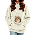 thumbnail image 5 of Oksale Pet Pouch Hoodies for Women Soft Comfy Fleece Sweatshirts with Hood with Pet Carrier Pockets Loose Long Sleeve Winter Warm Clothes Beige S, 5 of 9