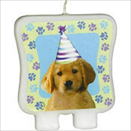 Puppy Party Printed Decal Cake Candle (1ct)