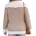 thumbnail image 7 of CHGBMOK Women's Plus Size Sweaters Loose Fit Color Block V Neck Pullover Rib Trim Long Sleeve Tops, 7 of 7
