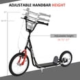 thumbnail image 4 of Aosom Teens Youth Kick Scooter Adjustable Handlebar Ride On Toy For 5+ w/ Front and Rear Dual Brakes Inflatable Wheels, Black, 4 of 9