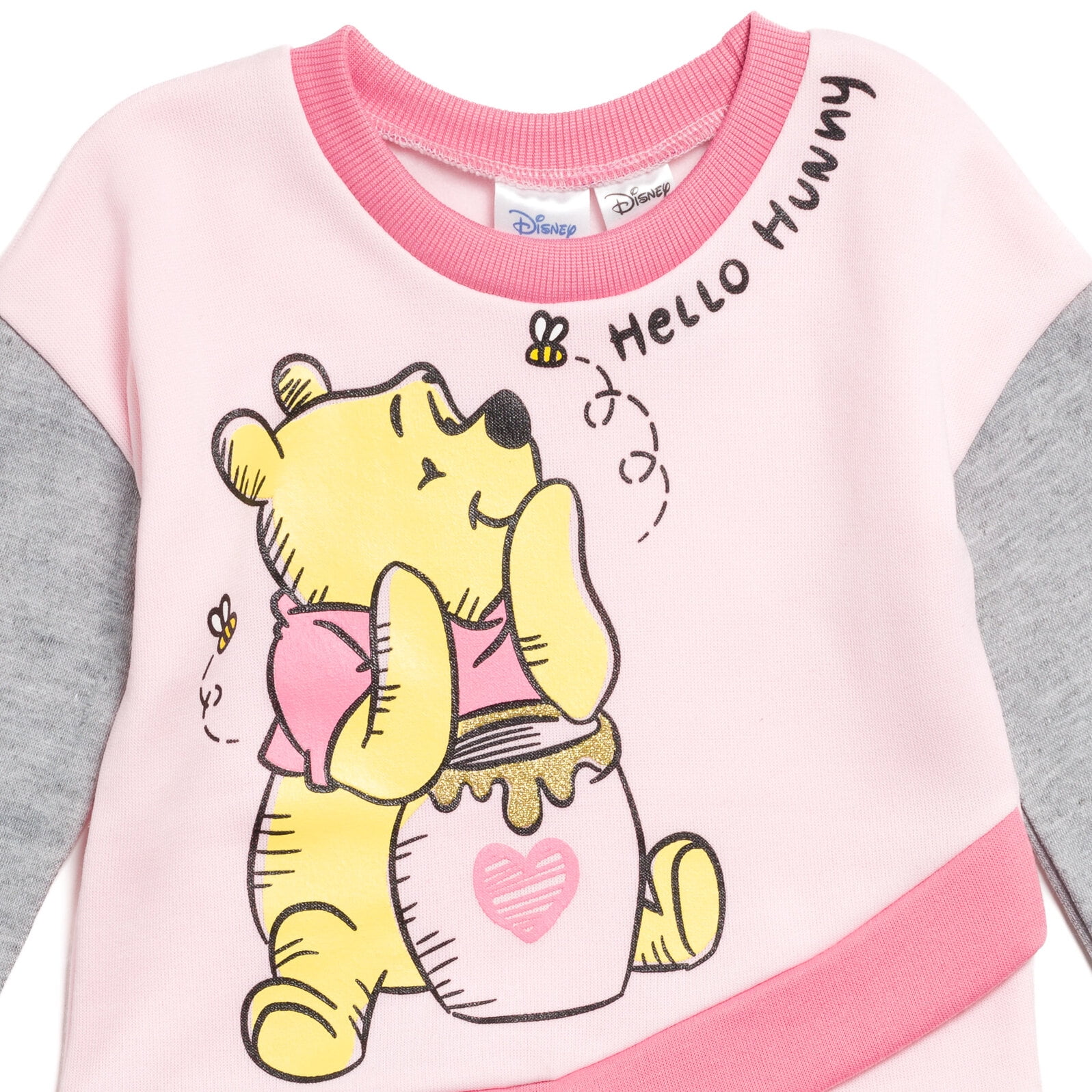 Disney Winnie the Pooh Infant Baby Girls Fleece Crossover Sweatshirt and Pants Set Infant to Toddler