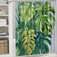 thumbnail image 6 of Orinice Banana Leaves Shower Curtain Palm Leaf Plant Botanical Theme Small Window Curtain Bathroom Decor Set with Hooks Waterproof Washable  69x72, 6 of 7