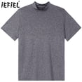 thumbnail image 2 of Ropa para hombre Camiseta de manga corta con cuello simulado Tops Camiseta interior Casual Verano Color sólido Camisetas ajustadas Top, 2 of 4