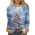 thumbnail image 2 of Ounisa Long Sleeve Womens Tops Casual Loose Fit Crewneck T Shirts Solid Lightweight Length Tunic Tops Christmas Tree Lights Christmas Gifts Elk Sequin Graphic Pullover, 2 of 5