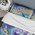 thumbnail image 4 of Designart "Liquid Art in Turquoise and Purple IV" Fractals Bedding Covert Set - Abstract Turquoise Modern Bed Set With 2 Shams, 4 of 6