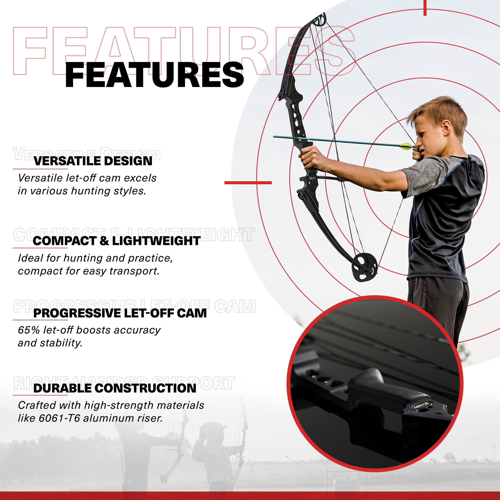 Genesis Gen-X Compound Bow for Archery and Hunting, Draw Hand-Right, Black