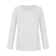 thumbnail image 4 of Casual Tops for Women Round Neck Long Sleeve Fall T Shirt Solid Color Loose Fit Comfy Basic Pullover Blouses Tee, 4 of 8