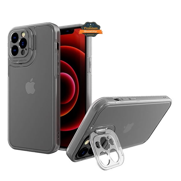 For Apple iPhone 13 Pro Max (6.7") Cases with Kickstand & Camera Protection Hybrid Rubber Bumper Shockproof Anti-Slip Drop Phone Case Cover by Xpression [Clear]