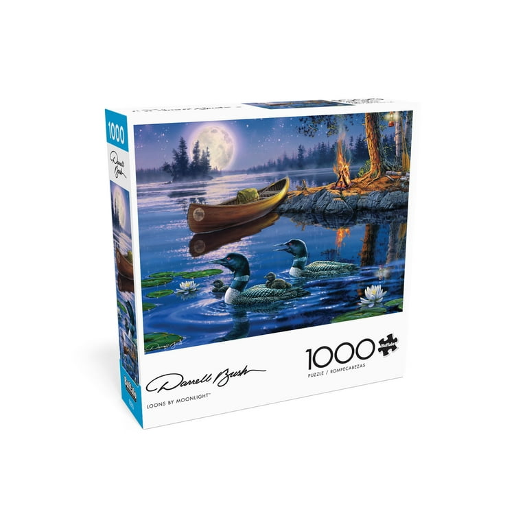 Buffalo Games - Darrel Bush "Loons By Moonlight" 1000-Piece Jigsaw Puzzle | Challenging Adult Puzzle, Finished Size 26.75x19.75