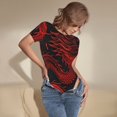 thumbnail image 4 of Haiem Red Dragon On Black Women's Crew Neck Short Sleeve Bodysuit Tops Stretchy Slim Basic-Large, 4 of 8