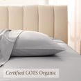 thumbnail image 3 of Bare Home 100% Organic Cotton Pillowcase Set, 400 Thread Count, Sateen Weave, Standard, Light Gray, 2-Pieces, 3 of 8
