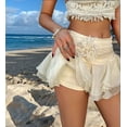 thumbnail image 4 of Women'S Mini Skirt Mesh Flowy Hem Y2K Skirts Multi-Layer Ruffle Trim Skort Champagne S, 4 of 9