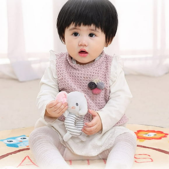 Hand grip stick rattle baby plush toy round rattle A elephant Birthday Gift Chirstmas Gift for Kids Adult