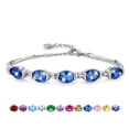 thumbnail image 5 of Juwaliy 18K White Gold Plated Oval Tennis Bracelets for Women,September Birthstone Bracelet Blue Sapphire Jewelry Mom Valentines Mothers Day Gift Idea, 5 of 9