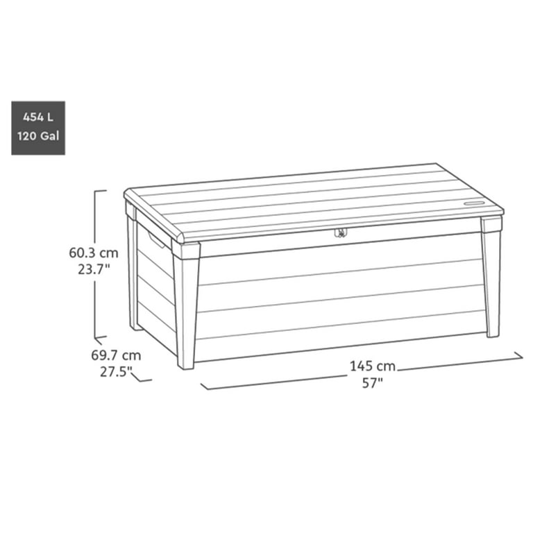 Keter Brightwood 120 Gallon Outdoor Plastic Storage Deck Box- Brown