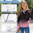 thumbnail image 7 of POLERO Girls Zip Up Cropped Hoodies Teen Long Sleeve Pink Peach Blossom Print Sweatshirts Kids Fall Casual Jacket with Pockets, 6-7 Years, 7 of 7