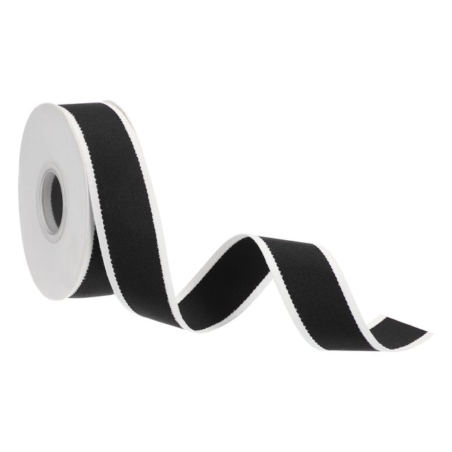 Unique Bargains 9.8 Yards x 1" Christmas Striped Ribbon, Candy Ribbon Roll Fabric Wrapping Ribbon for Craft Wreath, Black