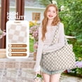 thumbnail image 5 of Gocvo Multiple Pockets Corduroy Bag, Large Tote Bag for Women, Ladies Bag Casual Hobo Handbags(Khaki Plaid), 5 of 9