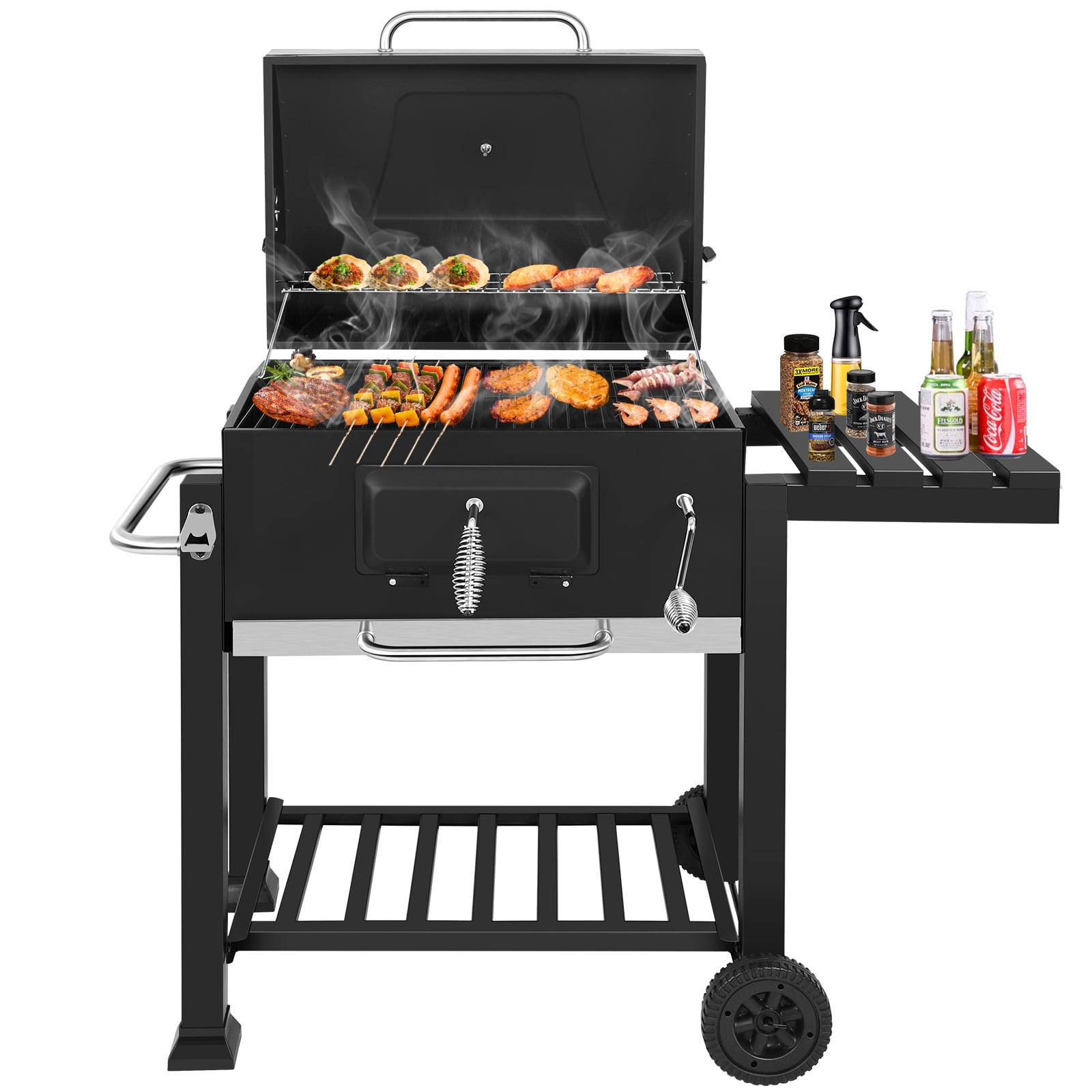 povući Diktat crkvena klupa  Keimprove Heavy Duty Stainless Charcoal Grill,Square Oven Charcoal  Grill,Offset Smoker with Cover,Deluxe BBQ Stove,for Outdoor Camping Picnic  Patio Backyard Cooking Party, Black - Walmart.com