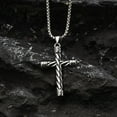 thumbnail image 3 of Korean Version Of Simple 14K White Gold Cross Necklace Pendant Men Fashion Christian Believer Pendant Punk Jewelry Gift, 3 of 8