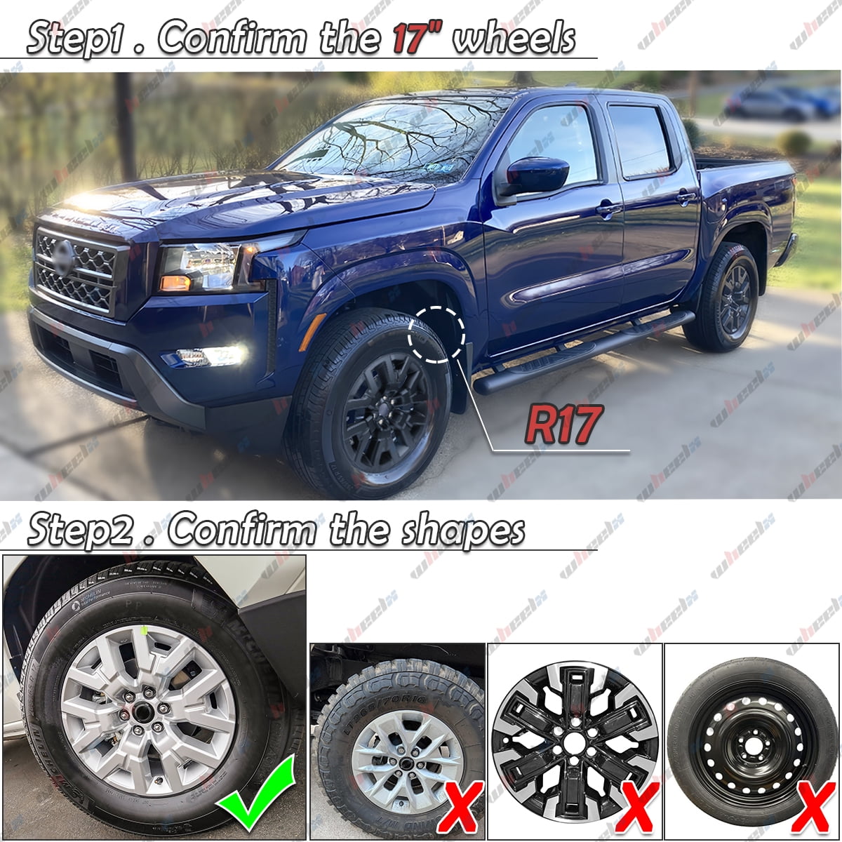 17 inch Hubcap Wheel Skin Covers Compatible with 2022-2024 Nissan Frontier SV, Durable ABS Plastic Rim Covers (Set of 4), Fit for Standard Wheels - Snap On Tire Cover Replacement (Matte Black)
