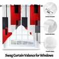 thumbnail image 3 of Red Black Color Block Swag Curtain Valance for Windows, Square Modern Window Treatments Short Swag Topper for Kitchen Windows Bathroom Bedroom, 36"x45", 3 of 8