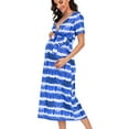 thumbnail image 1 of Daqian Maternity Clearance Dresses Plus Size Dress V-neck Short-sleeved Belt Printed Maternity Dress for Women Plus Size Maternity Clothes on Clearance Blue M(M), 1 of 1