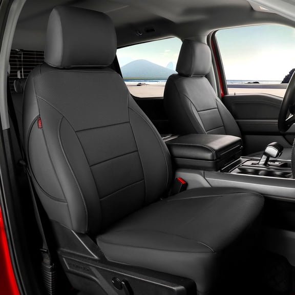 coverdream F150 Seat Covers for 2021-2026 Ford F150 SuperCab & 2023-2026 Super Duty SuperCab XL/XLT - Leatherette Black(2 Door,Full Set)