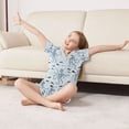 thumbnail image 3 of FORMRS Kids Short Sleeve Top and Pants Pajama Set Unisex Satin 2-Piece Sleepwear, Sizes 5-6Y, Blue Octopus Pattern, 3 of 8