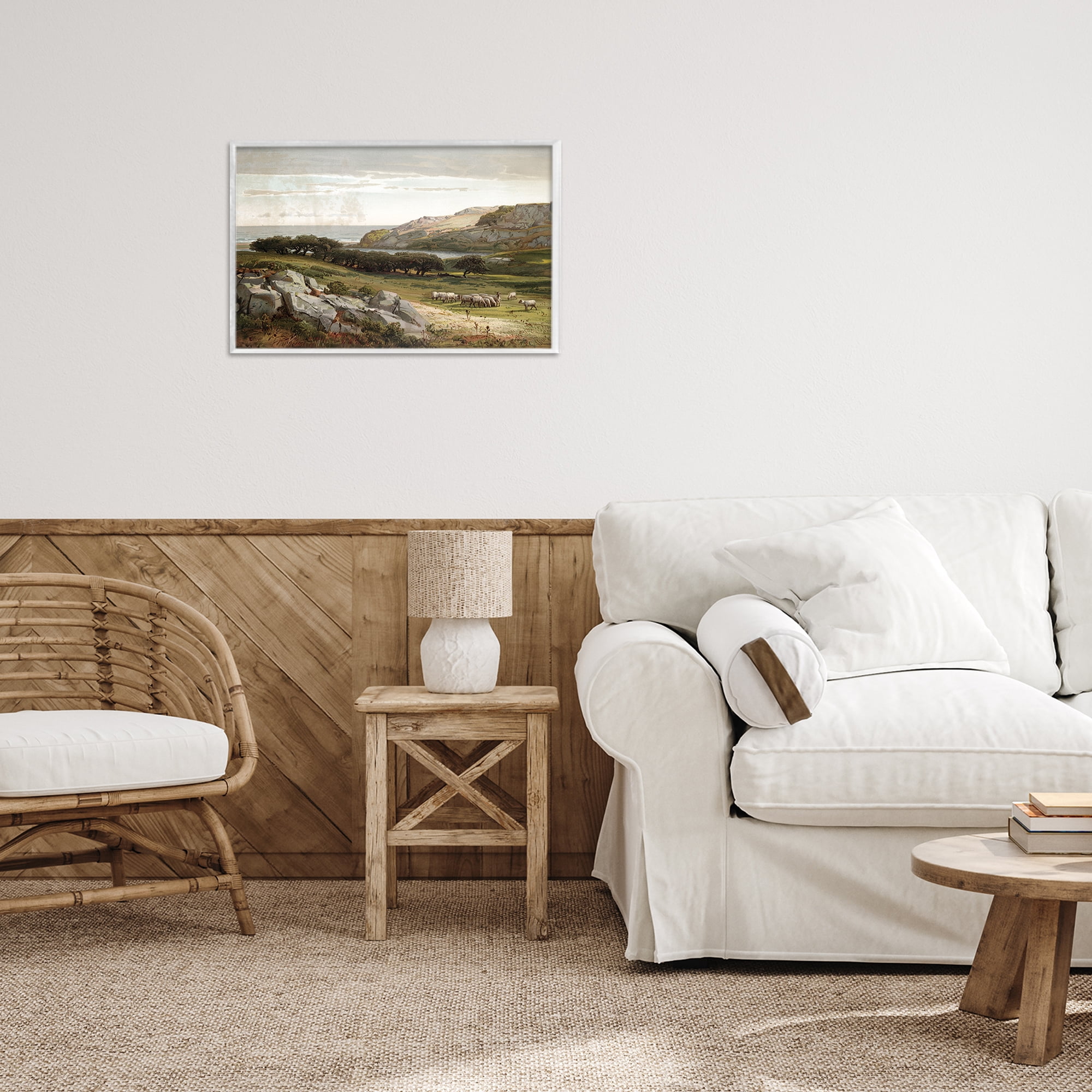 Stupell Industries Sheep in Passionate Landscape White Framed Giclee Art, design by Lula Bijoux & co.