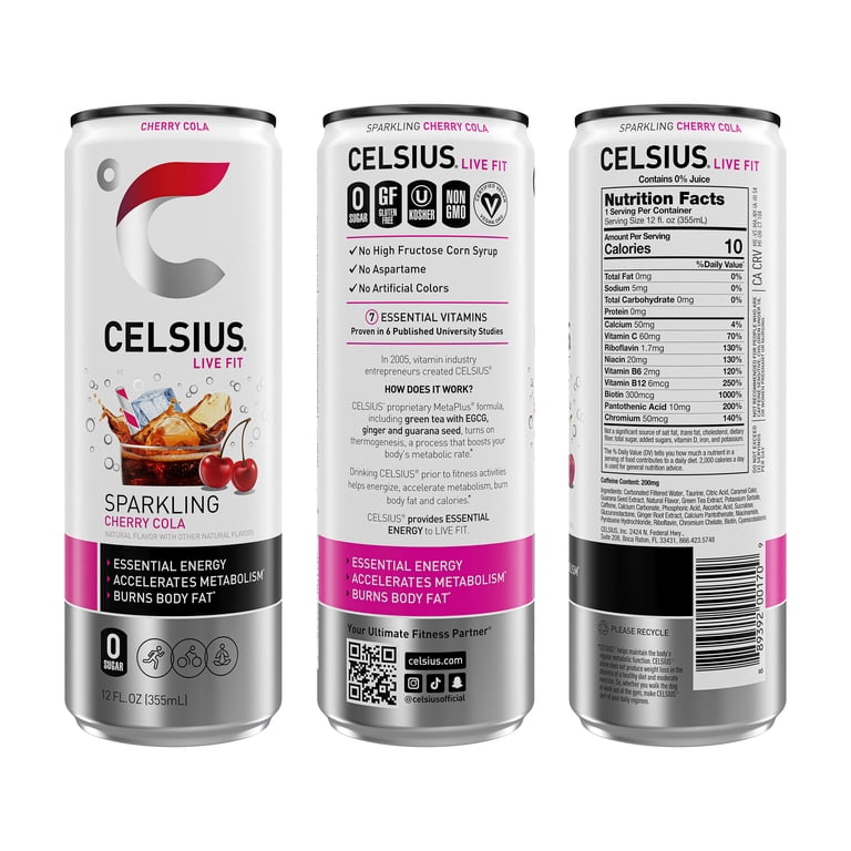 CELSIUS Sparkling Cherry Cola, 12 fl oz Cans, 12 Pack photo 5