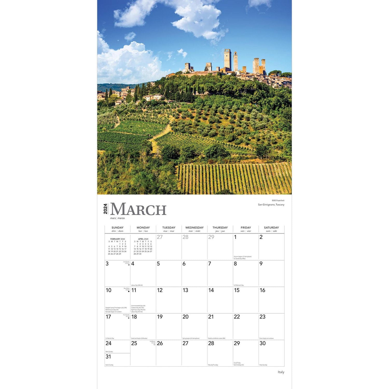BrownTrout Italy 2024 12x24 Inch Square Wall Calendar, 9781975463311